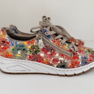 Women’s Multicolor Rieker Lace-Up Sneakers with Side Zip